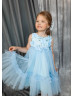 Blue Lace Tulle Flower Girl Dress Birthday Dress